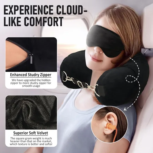 Miniatura 5 de Almohada de viaje para el cuello rellenable con ropa, almohada para el cuello rellenable para viajar, bolsa de almacenamiento rellenable y plegable