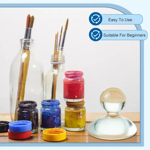 Miniatura 6 de Nuanchu Muller de vidrio para hacer pintura, suministros de arte Muller de 2.95 pulgadas para artistas, aparato de maja para acuarela, aceite