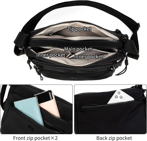Miniatura 3 de ETidy Bolso de hombro casual de nailon para mujer, impermeable, ligero, bolso cruzado