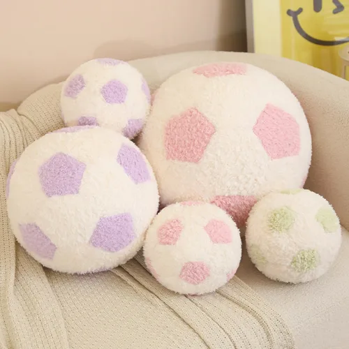 Miniatura 7 de Juguete de peluche redondo de fútbol de 12 pulgadas, almohada suave para niños y bebés Pie de página rosa