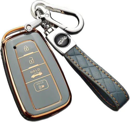 Miniatura 7 de Funda para llavero Toyota Camry RAV4 con llavero, estuche protector de 360 grados de TPU suave premium para llavero de Highlander Avalon GT86 (negro)