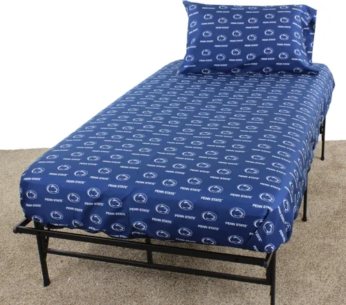 College Covers Everything Comfy Penn State Nittany Lions - Juego de sábanas tamaño matrimonial de 4 piezas, fondo del color del equipo, 1 sábana