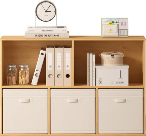 Miniatura 24 de Organizador de almacenamiento de 12 cubos, estantes de madera con panel trasero cerrado, estantería reversible, organizador de armario de cubos