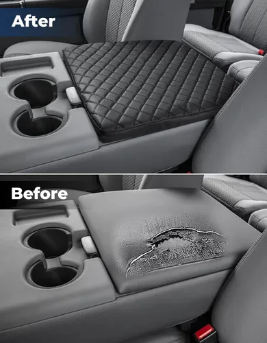 Miniatura 6 de ISSYAUTO Funda de consola central compatible con Ford F250 F350 F450 2011-2016, F150 2011-2014 con consola de asiento plegable, funda