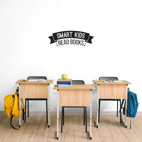Miniatura 2 de Vinilo decorativo para pared, diseño inteligente para niños, leído libros, 8.7 x 25 pulgadas, optimismo motivacional moderno, cita educativa, hogar