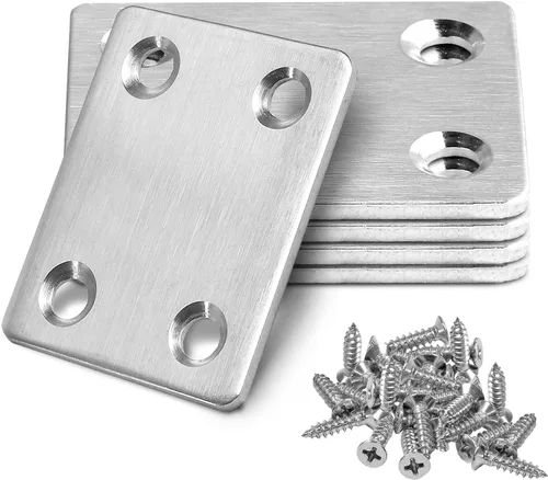 Miniatura 28 de Soporte plano de 1.575 x 0.630 x 0.079 in, soporte recto de acero inoxidable, soporte recto de metal, soporte recto negro, placa de unión