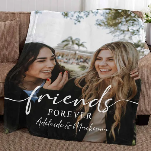 Miniatura 2 de YESCUSTOM Manta personalizada de Friends Forever con collage de fotos y texto, manta personalizada para mejores amigos, mejores amigos, cumpleaños