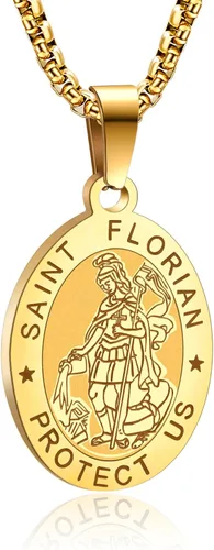 Miniatura 27 de Collar de patrón de santo, San Miguel/Virgen María/Rafael/Judá/Cristóbal/Benedicto/José/Patricio/Francisco/Florián/Tomás/Antonio, acero inoxidable