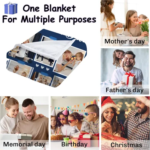 Miniatura 5 de Magimagine - Manta personalizada para papá con foto, mantas personalizadas con foto para papá de parte de su hija o hijo, regalos de cumpleaños