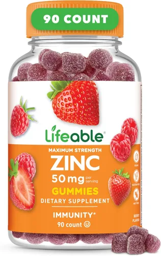 Lifeable Gomitas de zinc | 50 mg | Vitaminas de zinc de gran sabor natural | Sin gluten, vegetariano, sin OMG, zinc masticable | para apoyo