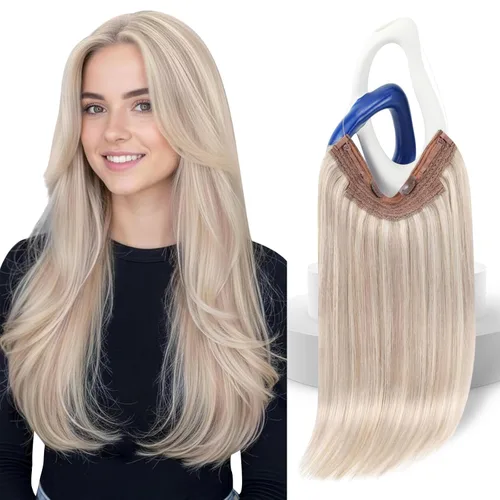Miniatura 16 de Sunny Hair - Extensiones de cabello humano con banda invisible, color rubio platino (#60), 20 pulgadas