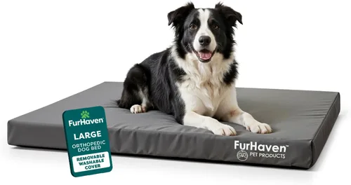 Miniatura 11 de Furhaven Cama ortopédica resistente al agua para perros grandes con funda extraíble lavable, para perros de hasta 95 libras – Colchón de lona Oxford
