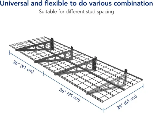 Miniatura 3 de FLEXIMOUNTS - Repisas de pared para garaje, 2 unidades Negro