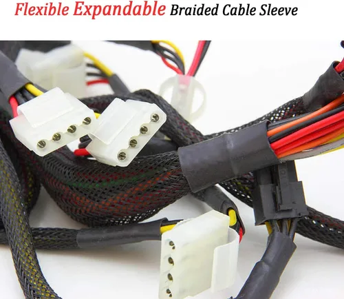Miniatura 5 de Funda trenzada expandible de PET de 25 pies y 1.25 pulgadas, color negro, organizador de cables para envolver y proteger cables