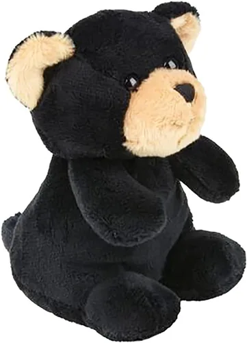 Gorro de animal del zoológico, suave y acogedor animal de peluche con ojos de plástico duro para niños, 5 pulgadas (gorro de oso negro)