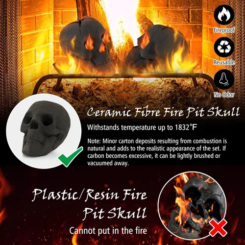 Miniatura 5 de Tangkula Calavera de cerámica para Halloween, calaveras humanas a prueba de fuego, reutilizables, con forma de calavera, decoración de Halloween