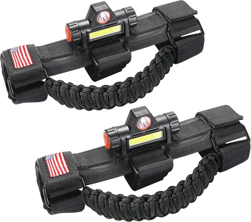 sukemichi Asas de agarre de barra de agarre con luz para Jeep Wrangler TJ JK JL YJ Unlimited Rubicon Sahara 2 puertas 4 puertas Jeep Gladiator JT,