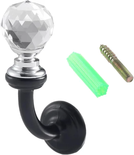 Ganchos pequeños de cristal para montar en la pared, 2.87 x 1.46 pulgadas, soporte decorativo para toallas con tornillo para mascarilla, sombrero,