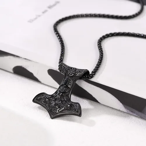 Miniatura 3 de U7 Collares de nudo celta, joyería vikinga nórdica de acero inoxidable, martillo de Thor, runas, triqueta mágica, nudo trinitario, colgante de cruz