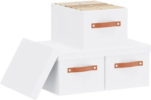Miniatura 12 de Contenedor de almacenamiento plegable, caja de almacenamiento de 10.2 x 7.8 x 6.7 pulgadas con tapa, organizador de armario para organizar con asas