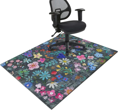 Miniatura 14 de Tapete para silla de oficina para suelo de madera dura y azulejos, tapete bohemio floral de 36"x48" para silla de computadora de oficina para sillas