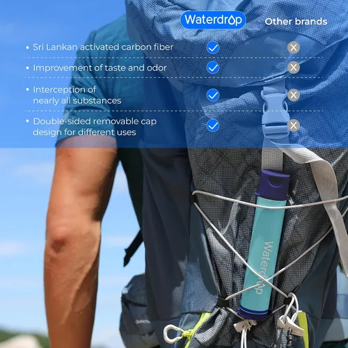Miniatura 3 de Waterdrop Paja de filtro de agua por gravedad, sistema de filtración de agua para campamento, purificador de agua de supervivencia para viajes