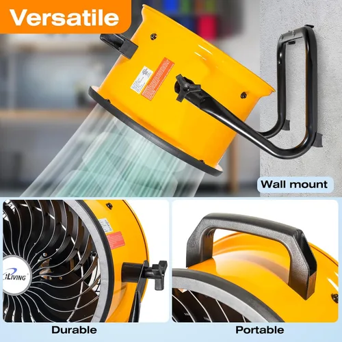 Miniatura 4 de iLiving Ventilador turbo de bajo ruido de 12 pulgadas 1139 CFM de 3 velocidades Circulador de aire portátil para tienda, oficina, invernadero, hogar