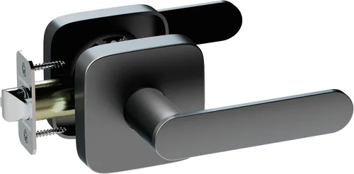 ULTRALOQ Manija de Puerta de Paso con Palanca, Manija de Puerta Reversible Negra Sin Cerradura para Puerta Interior o Exterior, Armario, Pasillo,