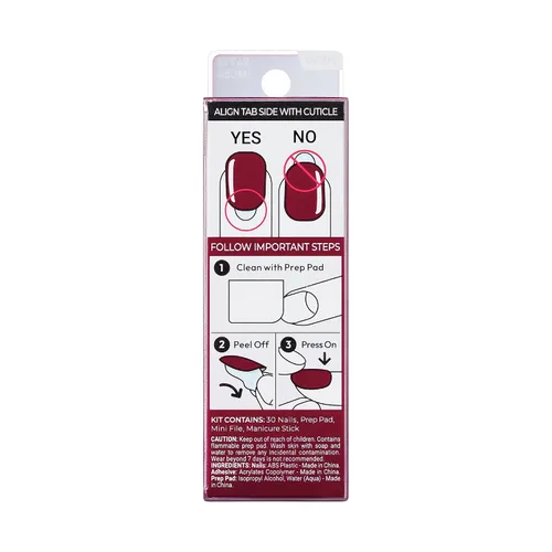 Miniatura 9 de Kiss Impress - Kit de uñas a presión sin pegamento, Over You, 30 uñas rojas para despegar y pegar, squoval corto súper delgado, acabado de gel
