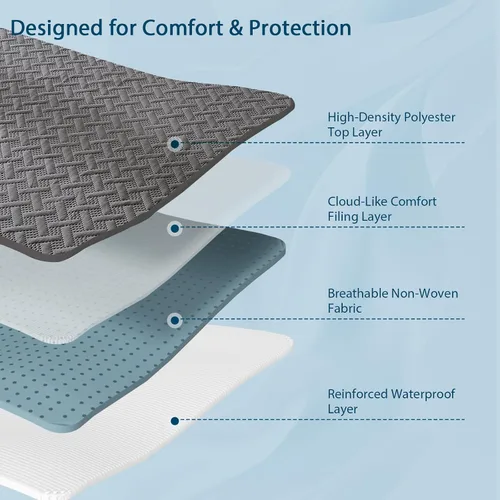 Miniatura 4 de Protector de colchón impermeable transpirable sin ruido, funda de colchón de cama tamaño individual con bolsillo profundo de 6 a 15 pulgadas