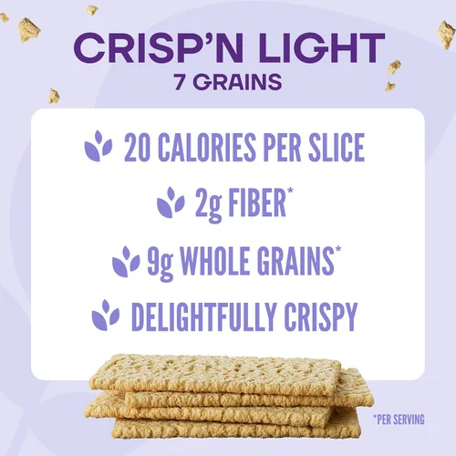 Miniatura 5 de Wasa Crisp'n Light - Pan crujiente de 7 granos, 4.9 onzas (paquete de 4), galletas, ingredientes sin OMG, mezcla de 7 granos, 20 calorías por