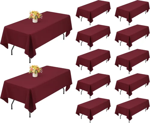 Miniatura 76 de Showgeous Paquete de 4 manteles rectangulares de poliéster de 60 x 102 pulgadas, resistentes a las arrugas, lavables, para bodas, mesas de comedor