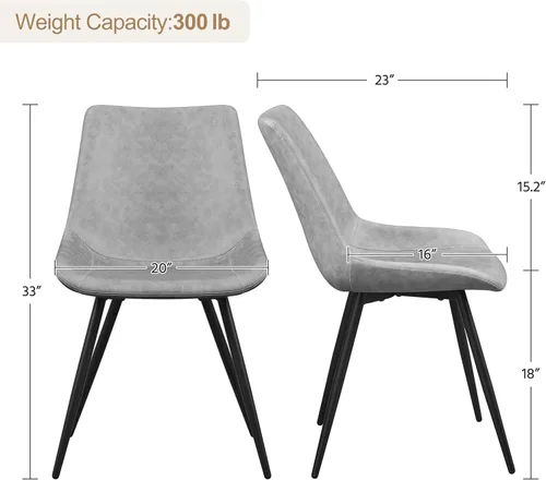 Miniatura 3 de Yaheetech Juego de 2 sillas de comedor modernas tapizadas con asiento de piel sintética y patas de metal para el hogar, cocina, diseño sin brazos