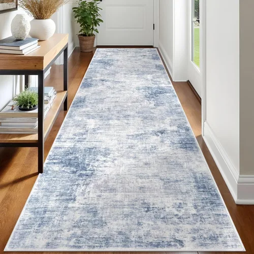 Miniatura 173 de IOHOUZE Alfombra pequeña abstracta de 2 x 3 pies, alfombra de entrada lavable para entrada interior, alfombras con respaldo de goma, alfombra gris