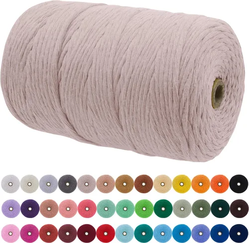 Miniatura 71 de JeogYong Cordón de macramé de un solo hilo 2mm x 164 yardas (492 pies) Cuerda de algodón suave, hilo de macramé 2 mm, suministros de macramé