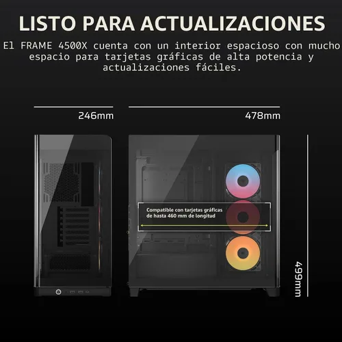 Miniatura 10 de Corsair Frame 4500X RS-R ARGB - Chasis para PC semitorre con vidrio panorámico – Sistema de montaje InfiniRail, compatible con radiadores duales