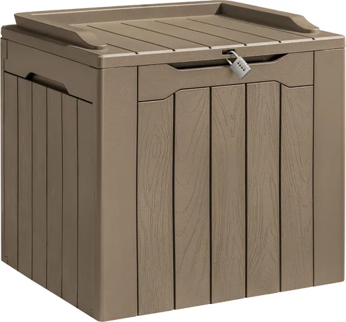 Miniatura 7 de Homall Caja de resina de 31 galones, impermeable, almacenamiento al aire libre, con cerradura, contenedor de organización y almacenamiento para Negro