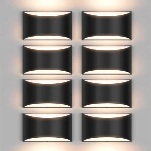 Miniatura 13 de Juego de 2 apliques de pared LED modernos negros con cable para interiores, luces de montaje en pared arriba y abajo, para sala de estar