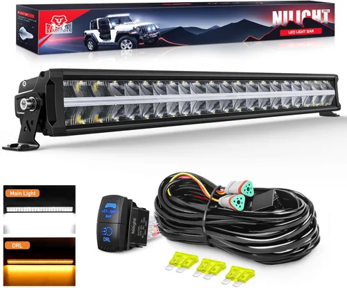 Miniatura 12 de Nilight Barra de Luz LED con DRL Ámbar de 16 Pulgadas 120W Luz Todoterreno Anti-Deslumbrante Combo Inundación Punto LED Luz de Conducción IP68