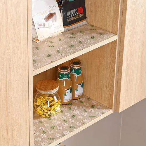 Miniatura 4 de Forro de estante Daisy para armarios de cocina – Revestimiento no adhesivo y antideslizante para cajones y refrigerador – Alfombrilla impermeable