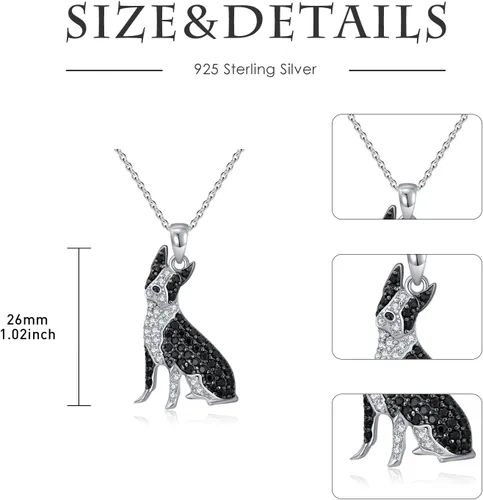Miniatura 59 de Collares con colgante de perro de plata de ley S925 – 24 razas corgi/husky/labrador/pastor para mujer