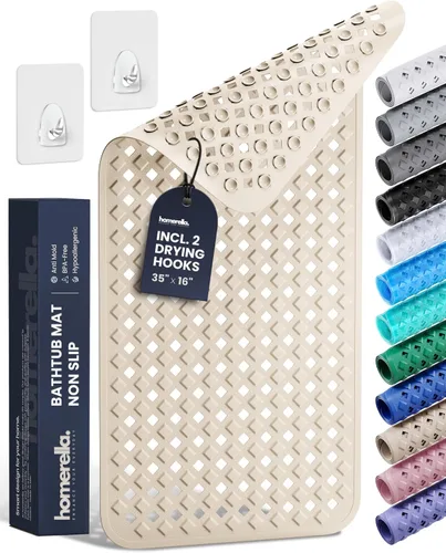 Miniatura 8 de Homerella® Alfombrilla de Bañera Antideslizante 35x16, Incl. Ganchos para Secar, Extra Larga, 100% Libre de BPA, Alfombrilla de Ducha Antideslizante