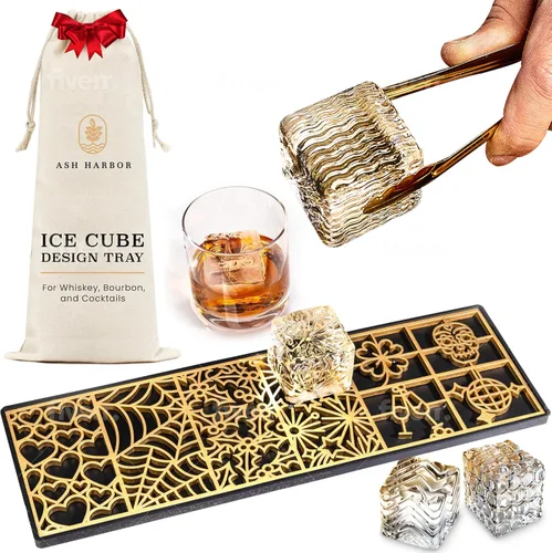 Miniatura 11 de Bandeja de Diseño para Hacer Cubitos de Hielo Transparentes - Molde Moderno para Bourbon y Cócteles en 5 Segundos - Molde de Cubo de Whisky Sellado