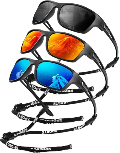 Miniatura 24 de KALIYADI Gafas de sol polarizadas para hombre, gafas de sol deportivas para conducir, ciclismo, pesca, con protección UV Negro mate/azul hielo/azul