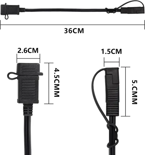 Miniatura 7 de GELRHONR SAE - Cable de conexión rápida a USB para motocicleta, puerto USB de 5 V 2.1 A, enchufe de alimentación con cubierta impermeable