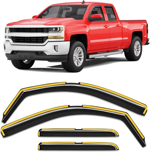 Miniatura 21 de Protectores de lluvia en canal para Ford F250-F550 1999-2016 Super Duty SuperCrew Protector de lluvia de ventana, deflectores de ventana extra