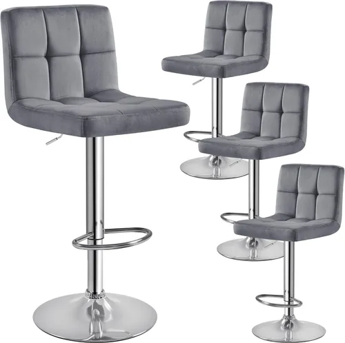 Miniatura 34 de Yaheetech Taburete de bar individual, taburetes giratorios de piel sintética ajustables, taburetes modernos con respaldo y reposapiés, taburetes