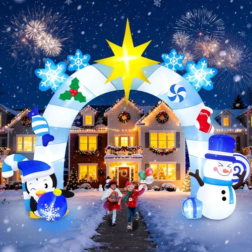 Miniatura 10 de Kalolary Árbol de Navidad inflable de 20 pies con luz LED, inflable gigante para exteriores, decoración al aire libre para fiestas, patio, césped