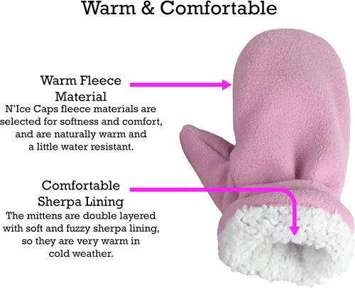 Miniatura 2 de N'Ice Caps - Guantes de felpa con forro de sherpa, fáciles de poner para niños pequeños y bebés - Paquete de 2 pares.