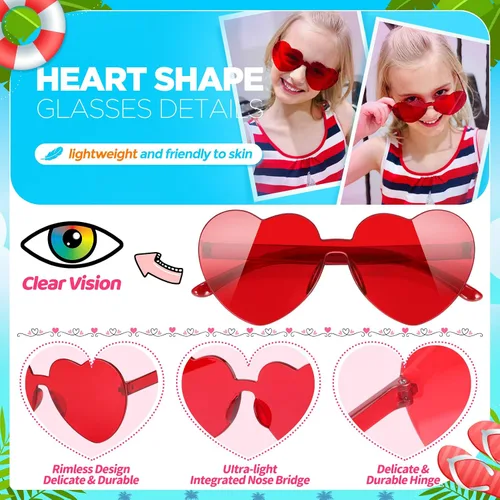 Miniatura 6 de GIFTINBOX 24 Pack Heart Sunglasses Heart shaped Sunglasses Kids Sunglasses Party Favors Heart Glasses Birthday Girls